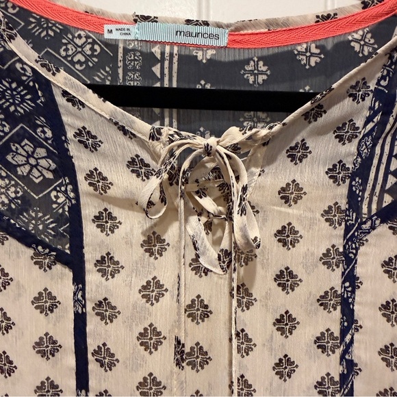 Maurices Navy and Cream Patterned Blouse - Picture 5 of 7